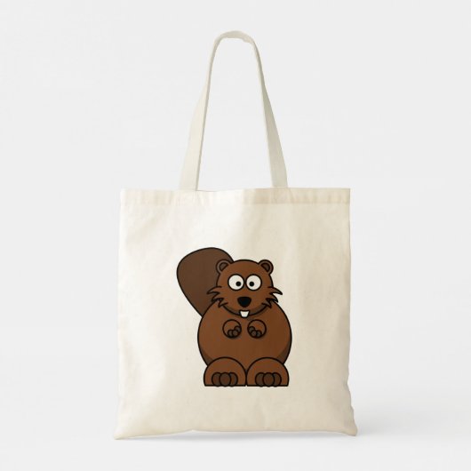 Schattigee Cartoon Bever Funny Woodland Animal Tote Bag (Achterkant)