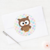 Schattigee Cartoon Big Eyed Brown Uil Ronde Sticker (Envelop)