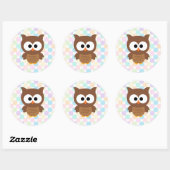 Schattigee Cartoon Big Eyed Brown Uil Ronde Sticker (Vel)
