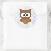 Schattigee Cartoon Big Eyed Brown Uil Ronde Sticker (Tas)