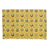 Schattigee Cartoon bijen en honingraatpatroon Kussensloop (Voorkant)