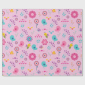 Schattigee Cartoon Bijen en Vogels Cadeaupapier (Vlak)