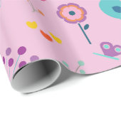 Schattigee Cartoon Bijen en Vogels Cadeaupapier (Rol Hoek)