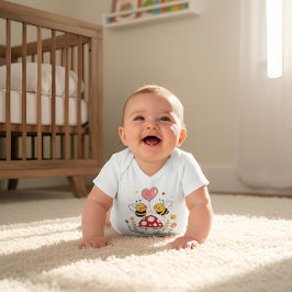 Schattigee Cartoon Bijen met hartballon op paddens Romper