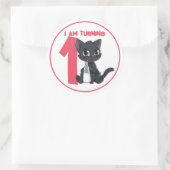 Schattigee Cartoon Black Cat Verjaardag Ronde Sticker (Tas)