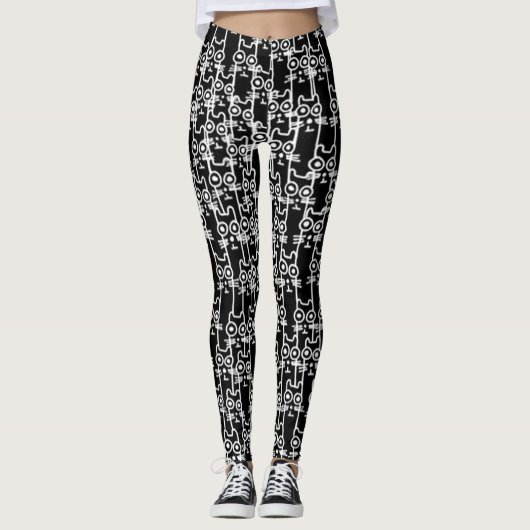 Schattigee Cartoon Black Cats Collage Leggings (Voorkant)