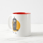 Schattigee Cartoon Blackbird Classic 2-tone Mok, 1 Tweekleurige Koffiemok (Voorkant links)
