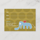 Schattigee Cartoon Blauwe Olifant Foto Kind Speeld Contactkaartje (Achterkant)