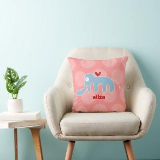 Schattigee Cartoon Blauwe Olifant Liefde Leuke Sti Kussen