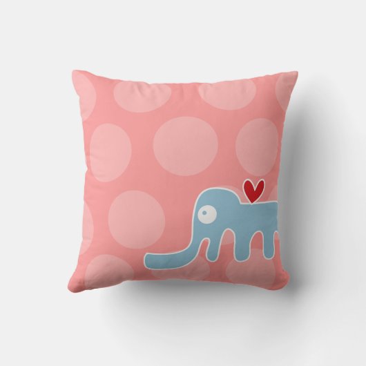 Schattigee Cartoon Blauwe Olifant Liefde Leuke Sti Kussen (Achterkant)