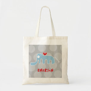Schattigee Cartoon Blauwe Olifant Liefde Leuke Sti Tote Bag