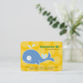 Schattigee Cartoon Blauwe Walvis Kind Profiel Foto Visitekaartje (Staand voorkant)