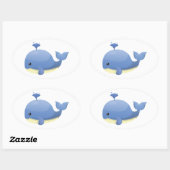 Schattigee Cartoon Blauwe Walvis spuitwater Ovale Sticker (Vel)