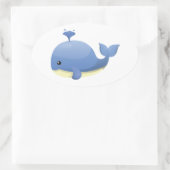 Schattigee Cartoon Blauwe Walvis spuitwater Ovale Sticker (Tas)