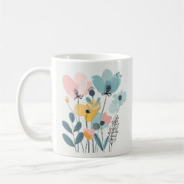 Schattigee Cartoon Bloemen Waterverf Bloemen Hand  Koffiemok