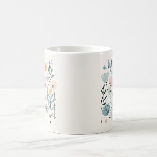 Schattigee Cartoon Bloemen Waterverf Bloemen Hand  Koffiemok (Center)