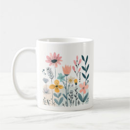 Schattigee Cartoon Bloemen Waterverf Bloemen Hand  Koffiemok