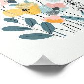 Schattigee Cartoon Bloemen Waterverf Bloemen Hand  Poster (Hoek)