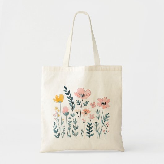 Schattigee Cartoon Bloemen Waterverf Bloemen Hand Tote Bag (Voorkant)