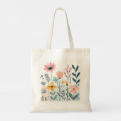 Schattigee Cartoon Bloemen Waterverf Bloemen Hand  Tote Bag (Achterkant)
