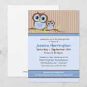 Schattigee Cartoon Blue Owl Baby Sprinkle uitnodig Kaart (Voorkant / Achterkant)