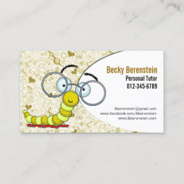 Schattigee Cartoon Boekenworm Tutor Geel Visitekaa Visitekaartje