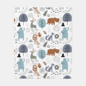 Schattigee cartoon bosdieren patroon monogram fleece deken (Voorkant)
