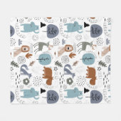 Schattigee cartoon bosdieren patroon monogram fleece deken (Voorkant (Horizontaal))