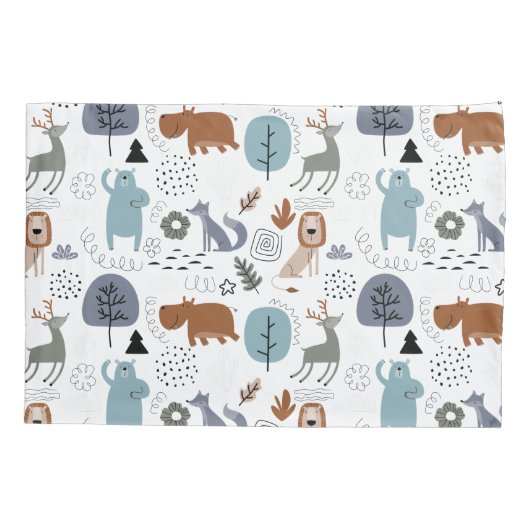 Schattigee cartoon bosdieren patroon monogram kussensloop (Achterkant)