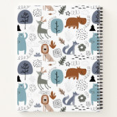 Schattigee cartoon bosdieren patroon monogram notitieboek (Achterkant)