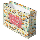 Schattigee Cartoon Bouwvoertuigen Groot Cadeauzakje (Voorkant Gekanteld)