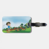 Schattigee Cartoon Boy Golfen Fun Golf Lover Desig Bagagelabel (Achterkant horizontaal)