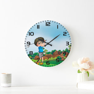 Schattigee Cartoon Boy Golfen Fun Golf Lover Desig Grote Klok