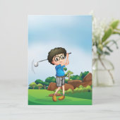 Schattigee Cartoon Boy Golfen Fun Golf Lover Desig Kaart (Staand voorkant)