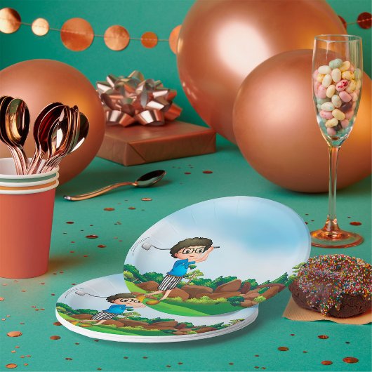 Schattigee Cartoon Boy Golfen Fun Golf Lover Desig Papieren Bordje