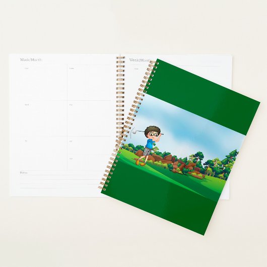 Schattigee Cartoon Boy Golfen Fun Golf Lover Desig Planner