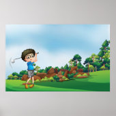 Schattigee Cartoon Boy Golfen Fun Golf Lover Desig Poster (Voorkant)