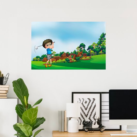 Schattigee Cartoon Boy Golfen Fun Golf Lover Desig Poster