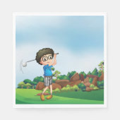 Schattigee Cartoon Boy Golfen Fun Golf Lover Desig Servet (Voorkant)