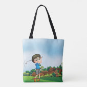 Schattigee Cartoon Boy Golfen Fun Golf Lover Desig Tote Bag (Achterkant)