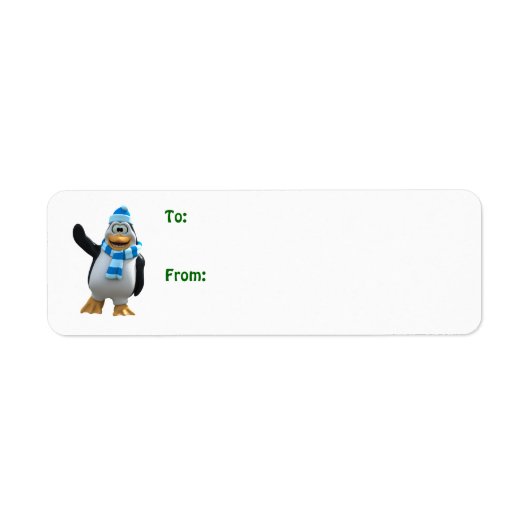 Schattigee Cartoon Boy Penguin Etiket (Voorkant)