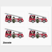 Schattigee Cartoon Brandweerman en Brandmotor Rechthoekige Sticker (Vel)