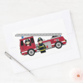 Schattigee Cartoon Brandweerman en Brandmotor Rechthoekige Sticker (Envelop)