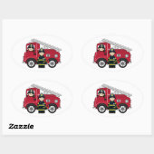 Schattigee Cartoon Brandweerman Ovale Sticker (Vel)
