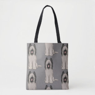 Schattigee Cartoon Briard Dog Pattern Tote Bag