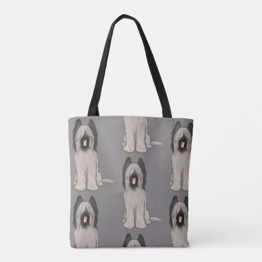 Schattigee Cartoon Briard Dog Pattern Tote Bag (Achterkant)