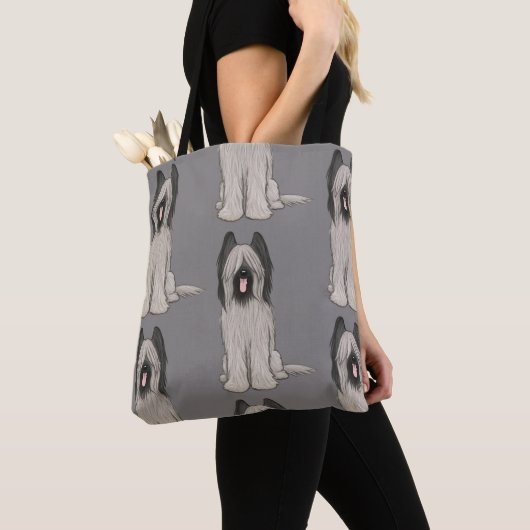 Schattigee Cartoon Briard Dog Pattern Tote Bag (Dichtbij)
