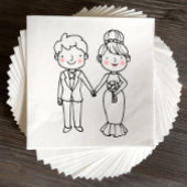 Schattigee Cartoon bruid bruidegom grillige bruilo Servet