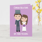 Schattigee cartoon Bruid & Bruidegom Trouwkaart Kaart (Gele Bloem)