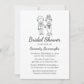 Schattigee Cartoon bruid bruidegom zwart Vrijgezel Kaart (Voorkant)